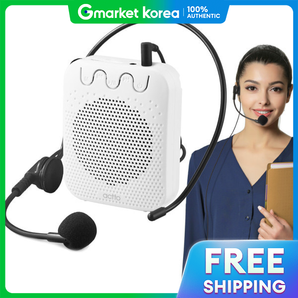 ACTTO | Portable Lecture Microphone for Teachers, Class Guides, and Events - Amplifier Mic-16 White