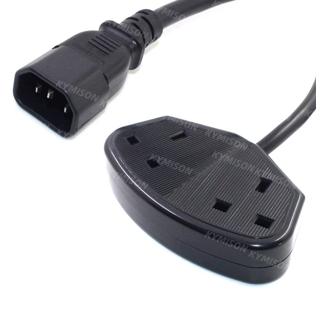 Anh điện nối dài cáp máy tính IEC320 C14 đầu cắm đực đến 2 x nữ ổ cắm AC dây nguồn cho PDU UPS,3x1.0mm thước đo đường kính dây thép 0.5m/1m