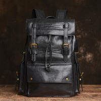 Vintege Mens Backpack Genuine Leather Fashion School Backpack Bags Casual Large Capacity Bag For 15.6 Inch Laptop NUPUGOO