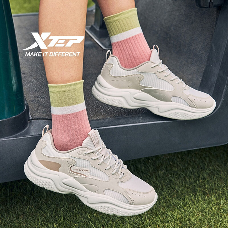 XTEP Women Casual Shoes Summer New Mesh Breathable Thick Sole Heightened Lightweight Retro Daddy Sports Shoes Women ราคา 1,447 บาท*ส่งฟรี