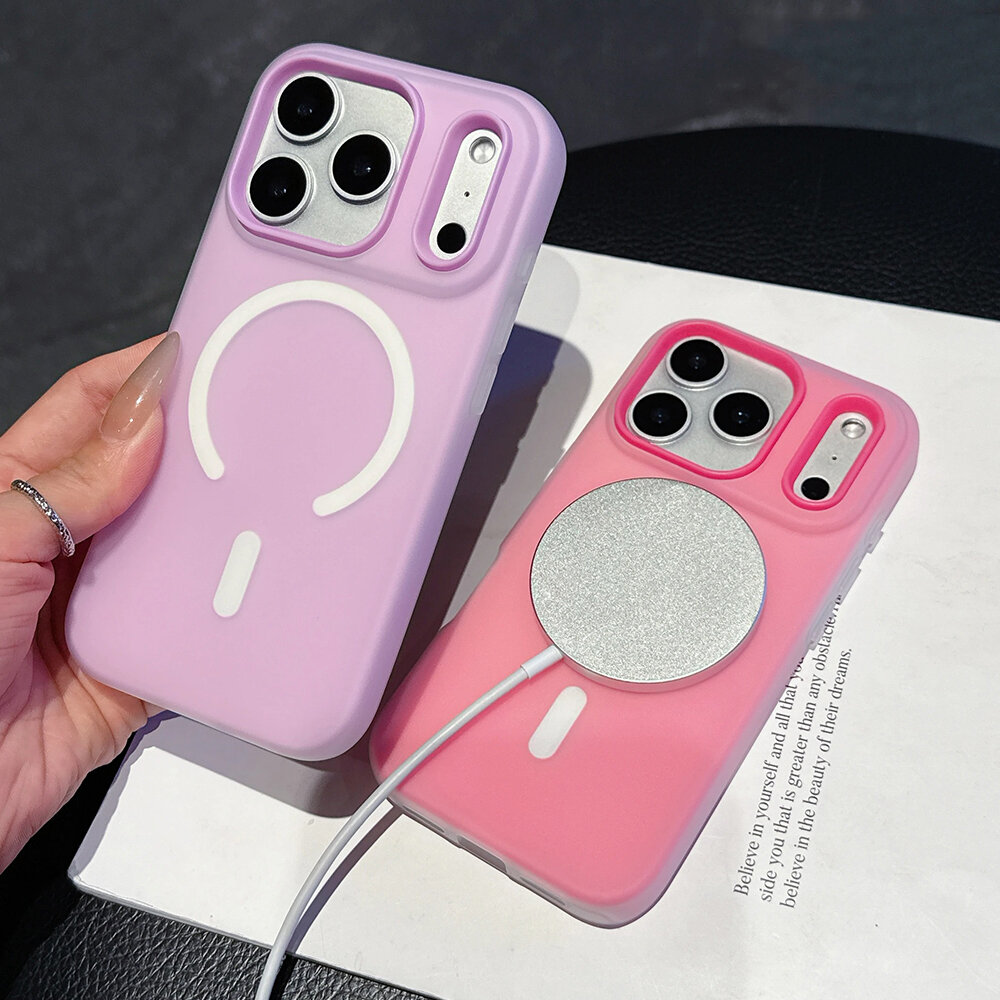 Candy Colour Magnetic Wireless Charging Case For Iphone Pro Max_voghion.com