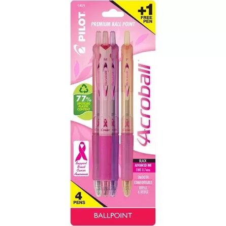 Pilot Acroball Breast Cancer Awareness Ballpoint Pens Fine Point