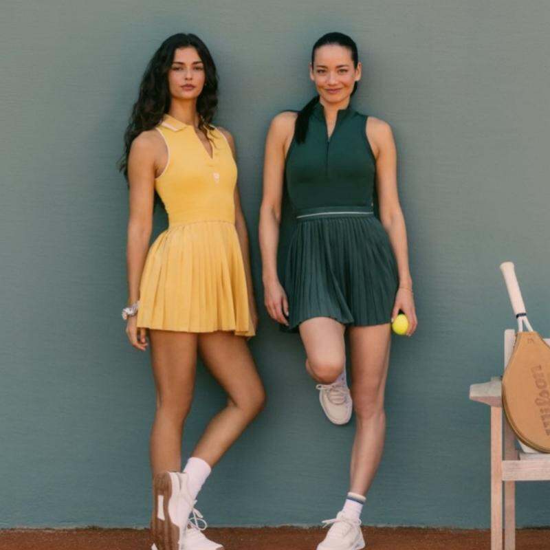 Wilson Topspin Tennis Sport Dress Women's Moisture Wicking Sweat Absorbing Quick Dry Pleated Skirt Yellow Sports Fitness