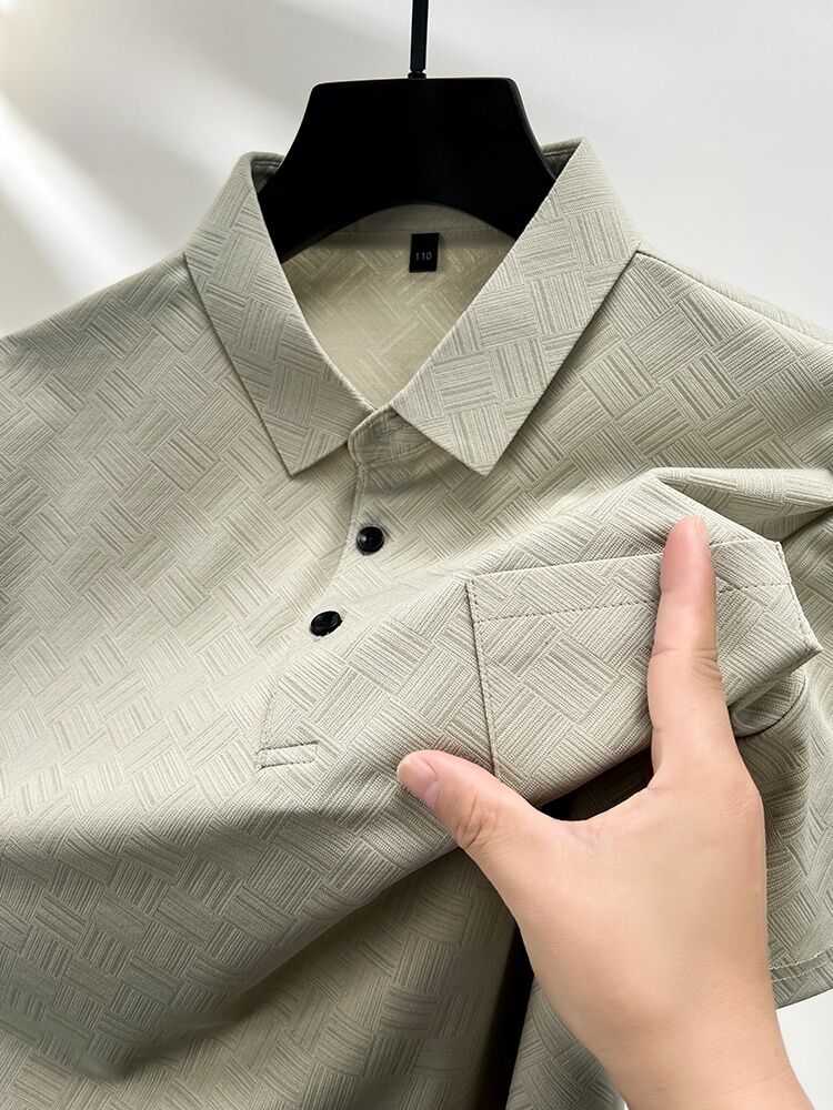 Antibacterial 7A Short Sleeve Men's T-Shirt Casual Midlife Dad Clothes Polo Shirt Business Casual Loose Fit Summer Top