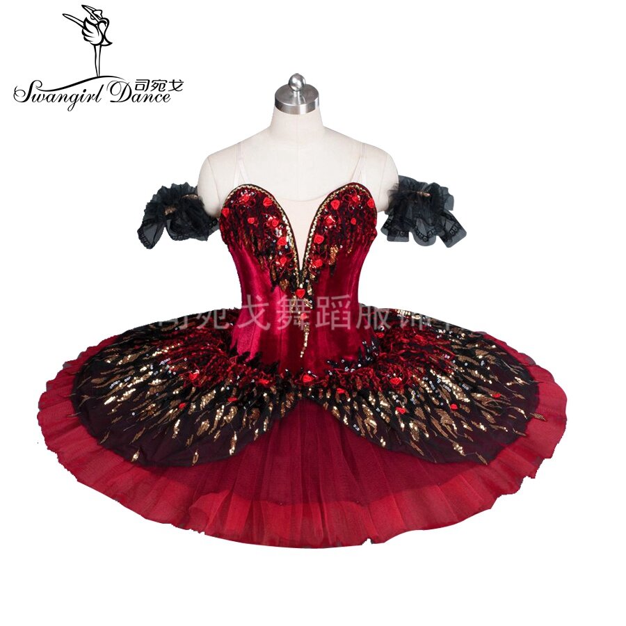 Professional Ballet Performance Costume Adult Red Wine Paris Flame Competition Children Swan Lake TUTU Skirt Dancewear