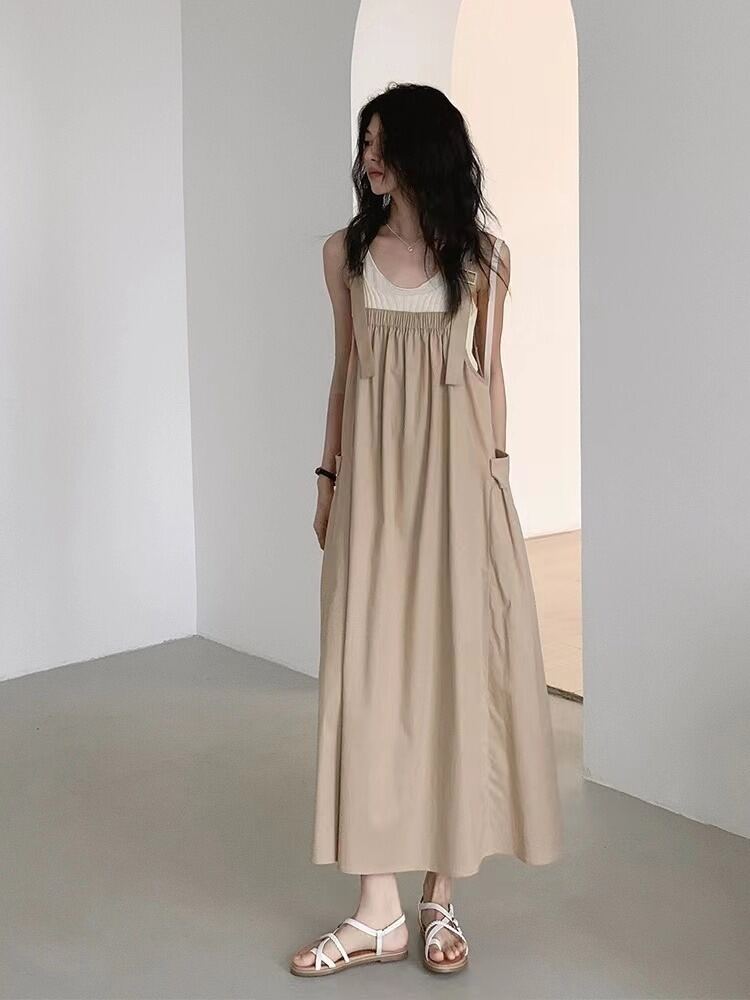 Sleeveless Strap Dress for Women Loose Hanging Stylish Spring Summer 2024 New Arrival Outdoor Wear Long Dress