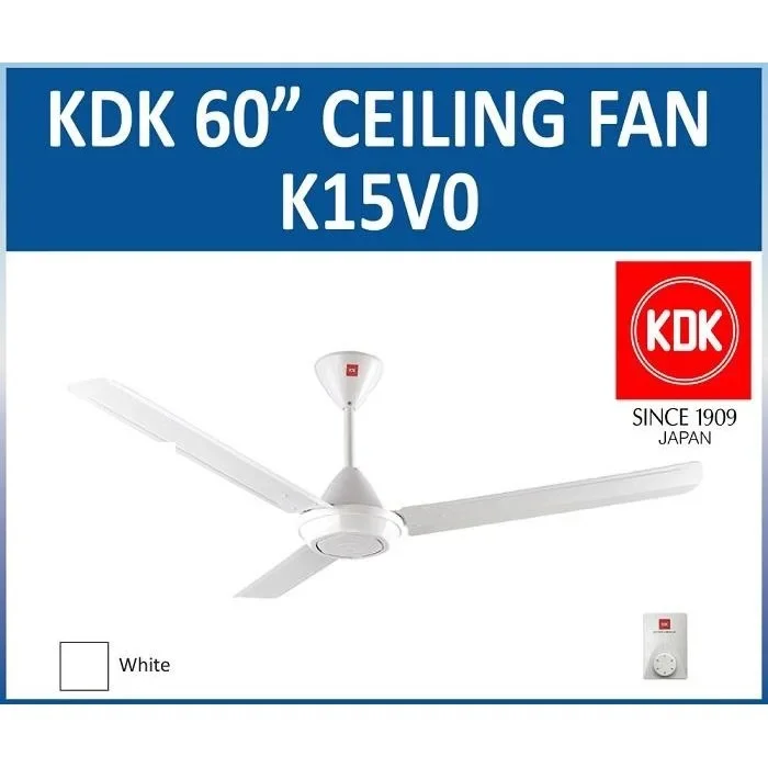 KDK K15V0 Ceiling Fan 60 Inch White 3 BLADE