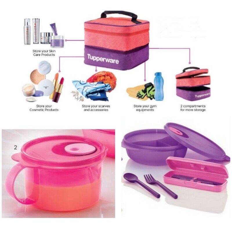 Tupperware Joyful Meals Microwave Lunch Set with Double Decker Pouch