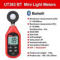 UNI-T UT383 Mini Light Meter 200000 LUX UT383BT Digital Luxmeter Photographic Illuminance Meter Lux Max Min Illuminometers FC Lightmeter