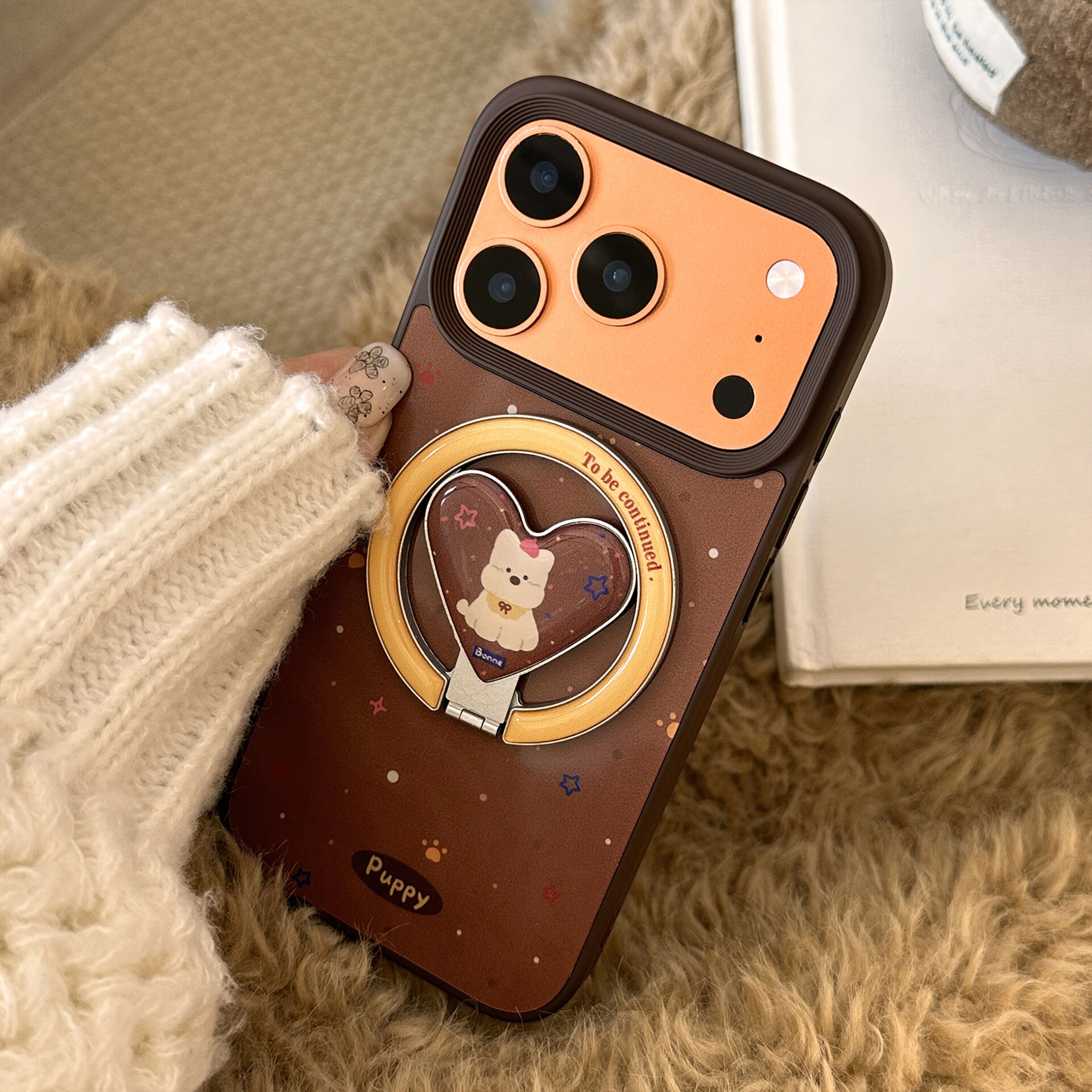 Magnetic Phone Case With Korean Puppy Heart Design For Iphone_voghion.com