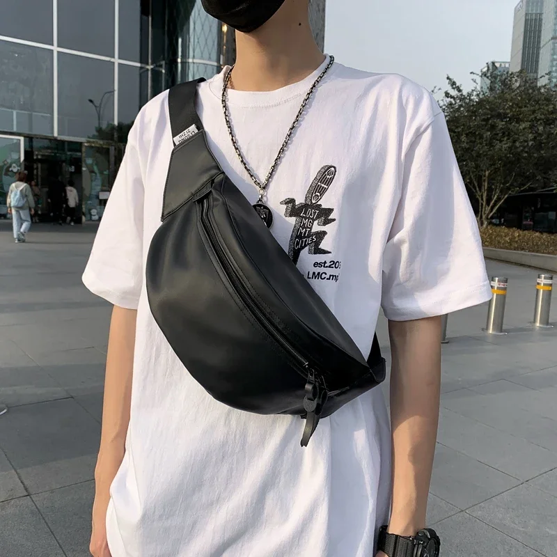 Messenger Bag Men Fashion Brands New Casual Ins Fashionable PU Leather Waist Bag Small Shoulder Bag Women's Backpack Japanese One Shoulder Chest Bag