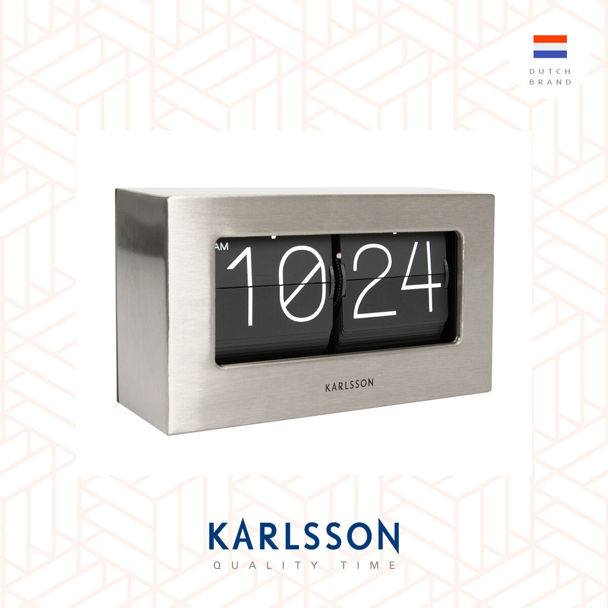 Karlsson Table clock Boxed Flip brushed steel [Ready Stock] Flip Clock Table clock Modern Luxury for Living Room Home Decor