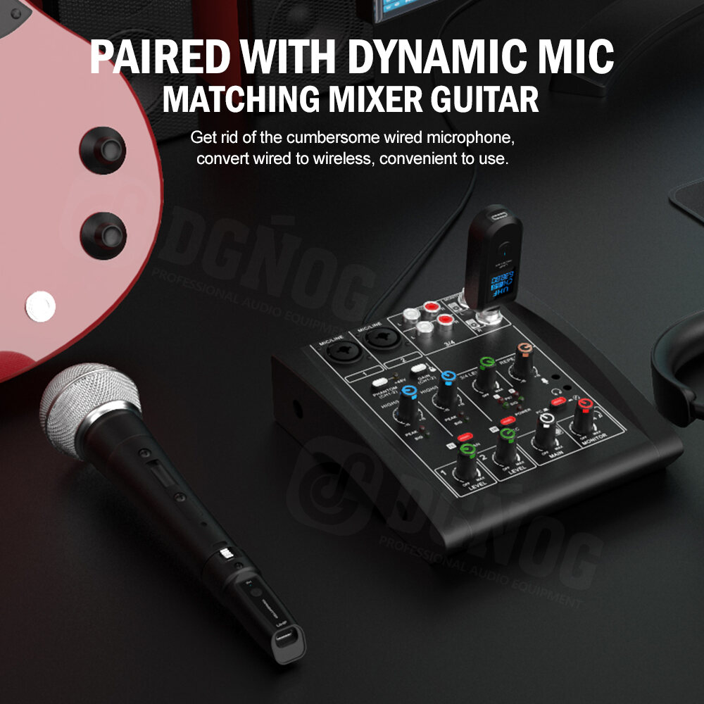 Wireless Microphone Transmitter Receiver System UHF XLR Adapter System for Dynamic Microphone Guitar Audio Mixer PA System DGNOG. 