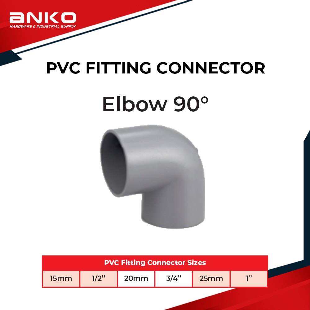 PVC 90° Elbow Fitting Penyambung Paip Connector 15mm 20mm 25mm