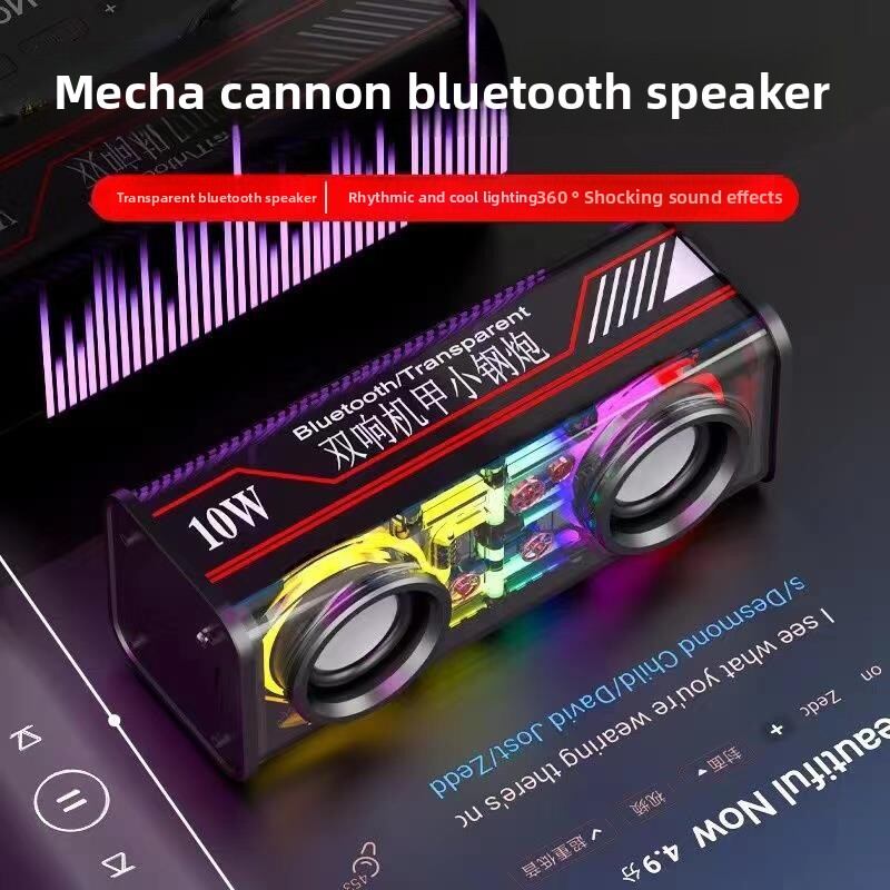 LED Light Transparent Cyberpunk Dual Speaker TWS Gaming Bluetooth Mini Speaker