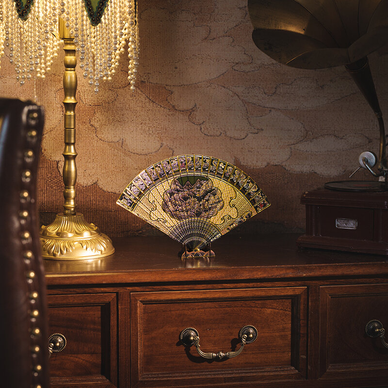 Bộ xếp hình cho người lớn kim loại 3D piececool mô hình quạt gấp phong cảnh sơn vàng quà tặng tuyệt nhất cho phụ nữ sắp xếp Quà Tặng Phong cách Trung Quốc