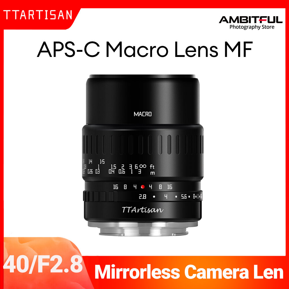 TTArtisan 40mm F2.8 Macro Lens APS-C 1:1 Manual Focus Prime Fixed Focus Lens for Fuji X Sony E M43 Nikon Z L Mount Camera ราคา 3,839 บาท*ส่งฟรี