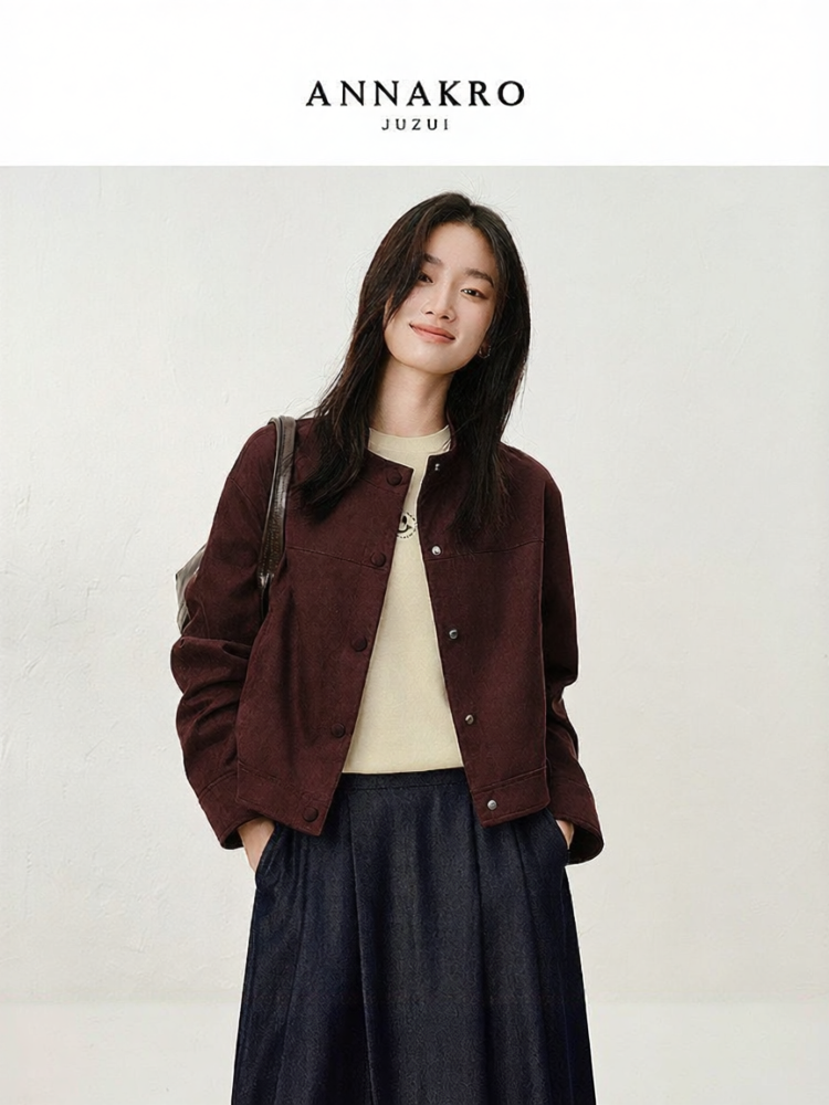 JZ ANNAKRO | Retro Academic Style Stood Collar Short Jacket - Jenama JZ ANNAKRO Harga 791 Ringgit*Penghantaran Percuma