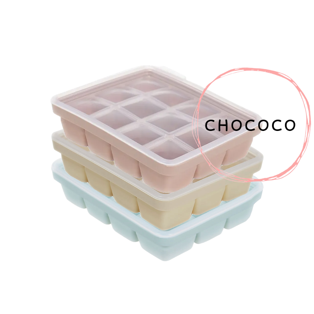[Korea] Platinum Silicone Cube Tray with Lid Double seal 12 x 30ml / 6 x 60ml / 4 x 90ml Baby Food Freezer cube platinum Silicone korean Container