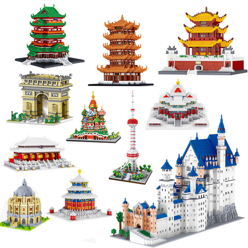 Chic National Trend Small Particle Building Blocks Famous Buildings Model Great Wall Yellow Crane Tower Educational Toys Harga  204 Ringgit*Penghantaran Percuma