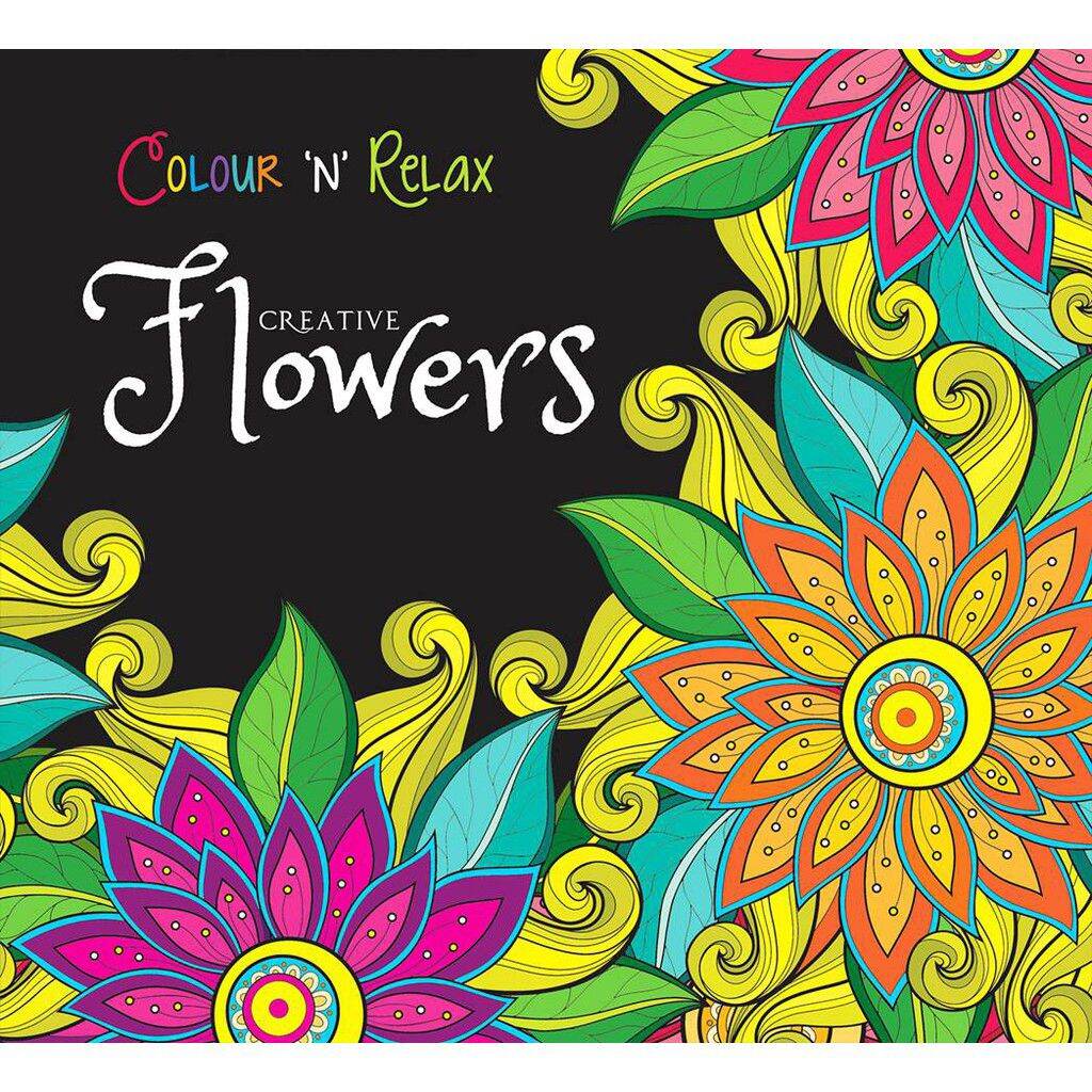 Colour n relax adult colouring book. Theme Creative Flower. Buku mewarna dewasa tema Creative Flower Malaysia