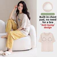 COSMO LADY | Cotton Chest Pad Integrated Summer New Wearable Womens Pajamas