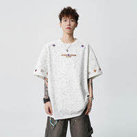 WUKONGYOUHUO | Hip Hop Tie Dye Letter Embroidery Tee