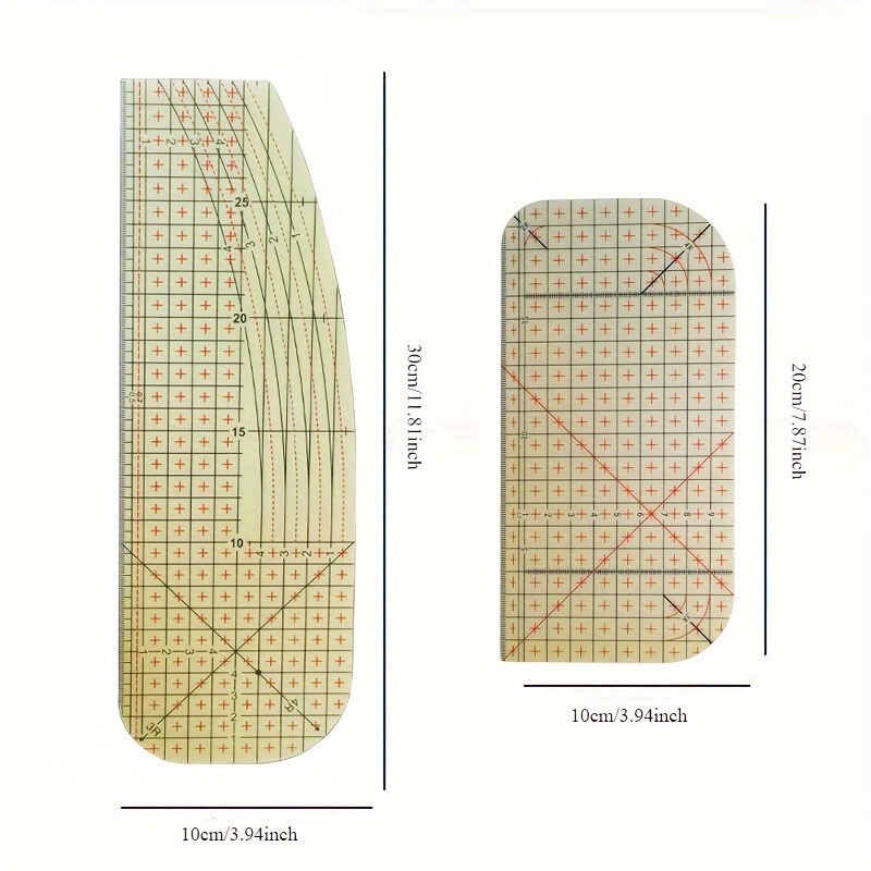 2pcs Hot Ironing Ruler Set for Sewing Patchwork Measuring & Tailoring - Heat Resistant Craft DIY Tools for Quilting