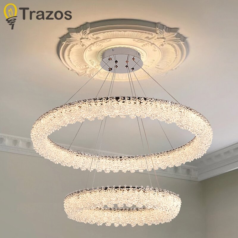 New Crystal Led Pendant Light Nordic Light Luxury Living Room Chandelier Gold/chrome Bedroom Bar Counter Indoor Lighting Fixture ราคา 9,995 บาท*ส่งฟรี