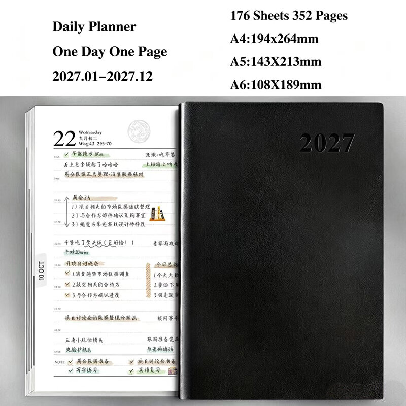 A6/A5/A4 chương trình nghị sự 2027 kế hoạch tổ chức Nhật ký văn phòng phẩm Tạp Chí sổ tay hàng ngày kinh doanh máy tính xách tay tùy chỉnh