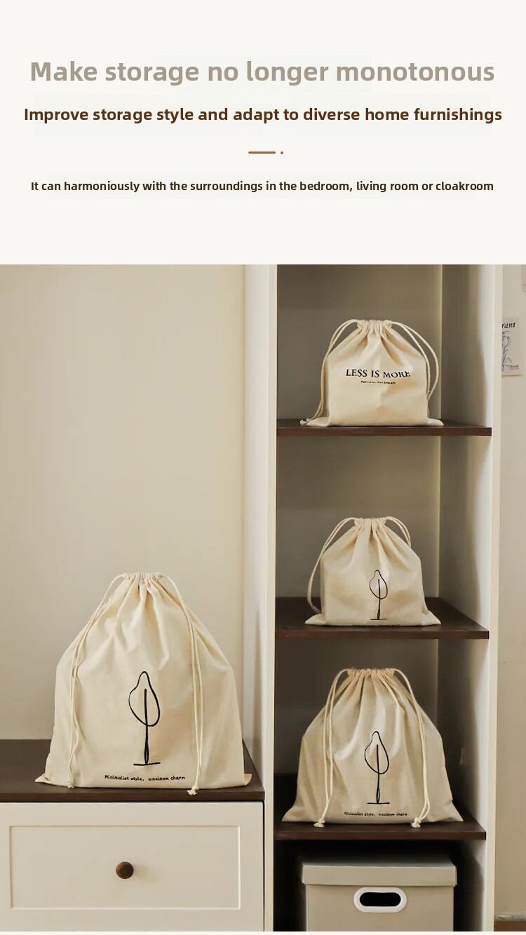 Saco de armazenamento em algodão com cordão para viagem e casa_voghion.com