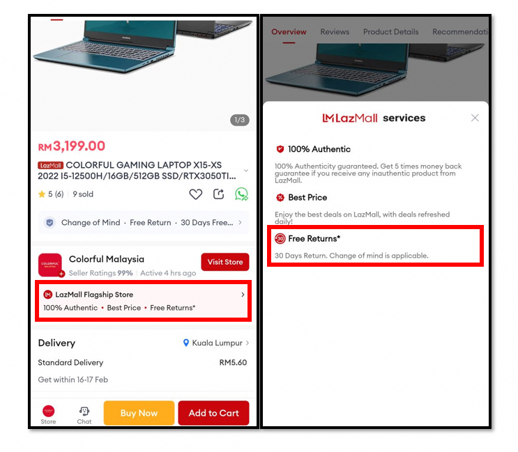 What are the types of Return Policies available on Lazada? Lazada