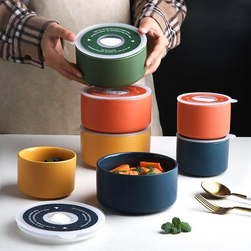 Gambar Ceramic Bowl Container Air Tight Microwavable 520ml 700ml ?????????????????