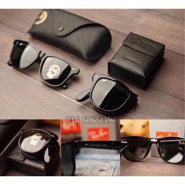 Folding Sunglasses Cermin Mata Kaca Hitam Lipat Free Kain Lap+sarung