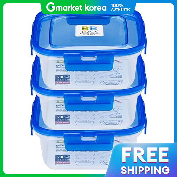 Komax | Komax Bibirak Square Airtight Container No. 2 Blue 700ml X 3 Harga  40 Ringgit*Penghantaran Percuma