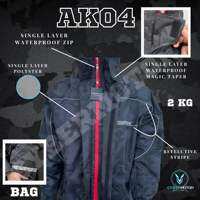 ARAISPORT AK04 MILITARY BLACK SINGLE LAYER WATERPROOF ZIP 2KG RAINCOAT
