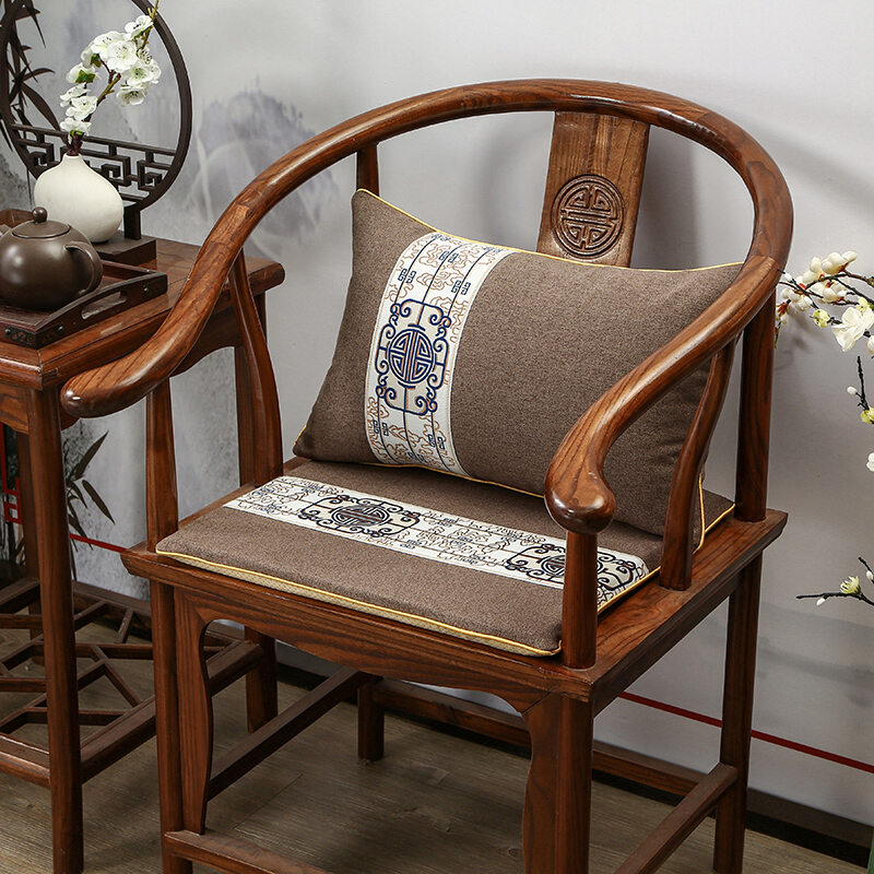 New Chinese Style Redwood Chair Padded Seat Tea Table Chair Solid Wood Furniture Sofa Master Chair round Chair Dining Chair Pad