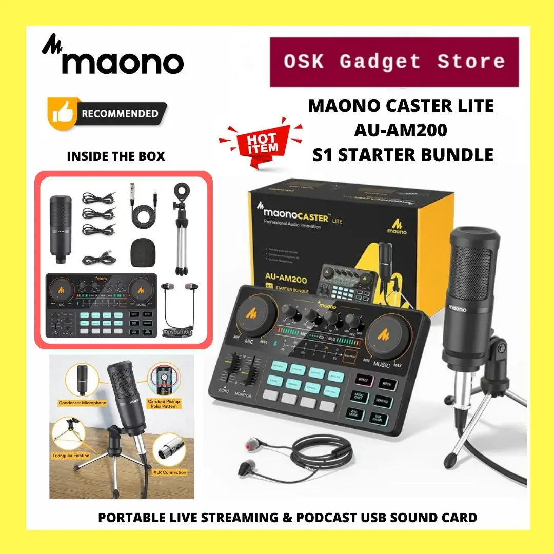 Maono AU-AM200 S1 Starter Bundle Portable All In One Podcast Production Studio (1 Year Official Warranty)