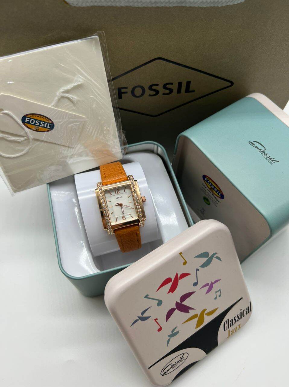 Fossil watch Leather watch small size full set with box paper bag Ready stock Lazada