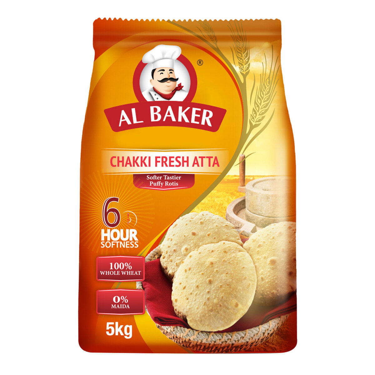 Albaker From Dubai, Chakki Fresh Atta, Whole Wheat Flour 5 kg Lazada