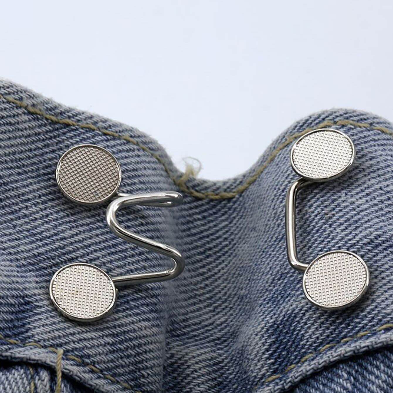 2pcs-Sets Metal Jeans Waist Buckle Adjustable Nail-free Snaps Fastener Button Detachable Waist Tightener Household