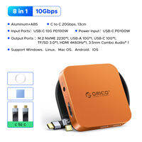 ORICO hỗ trợ trạm dock từ 8 trong 1 M.2 NVMe 2230 SSD 10gbps với pd100w HDMI 4K60hz 3.5mm Giao diện Khe cắm 3.0 TF/SD cho Iphone 17/16 Pro Macbook iPad Pro Huawe mate60 Pro Samsung Galaxy S24