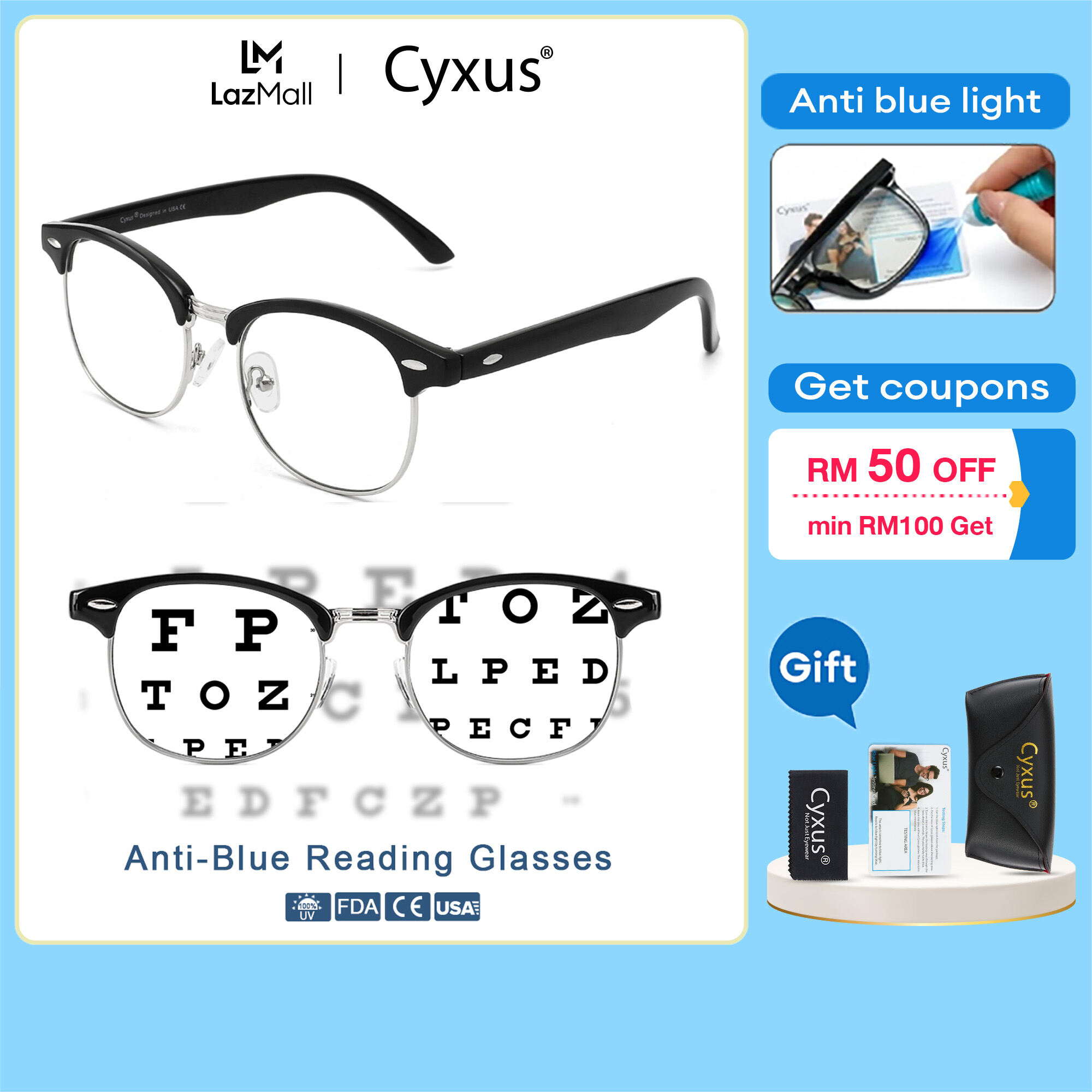Cyxus Blue Light Blocking Glasses For Men Women TR90 Lightweight