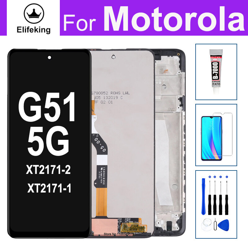 LCD cho Motorola Moto G51 5g XT2171-2 Hiển thị màn hình cảm ứng số hóa Bộ phận thay thế + dụng cụ miễn phí + keo + Kính cường lực