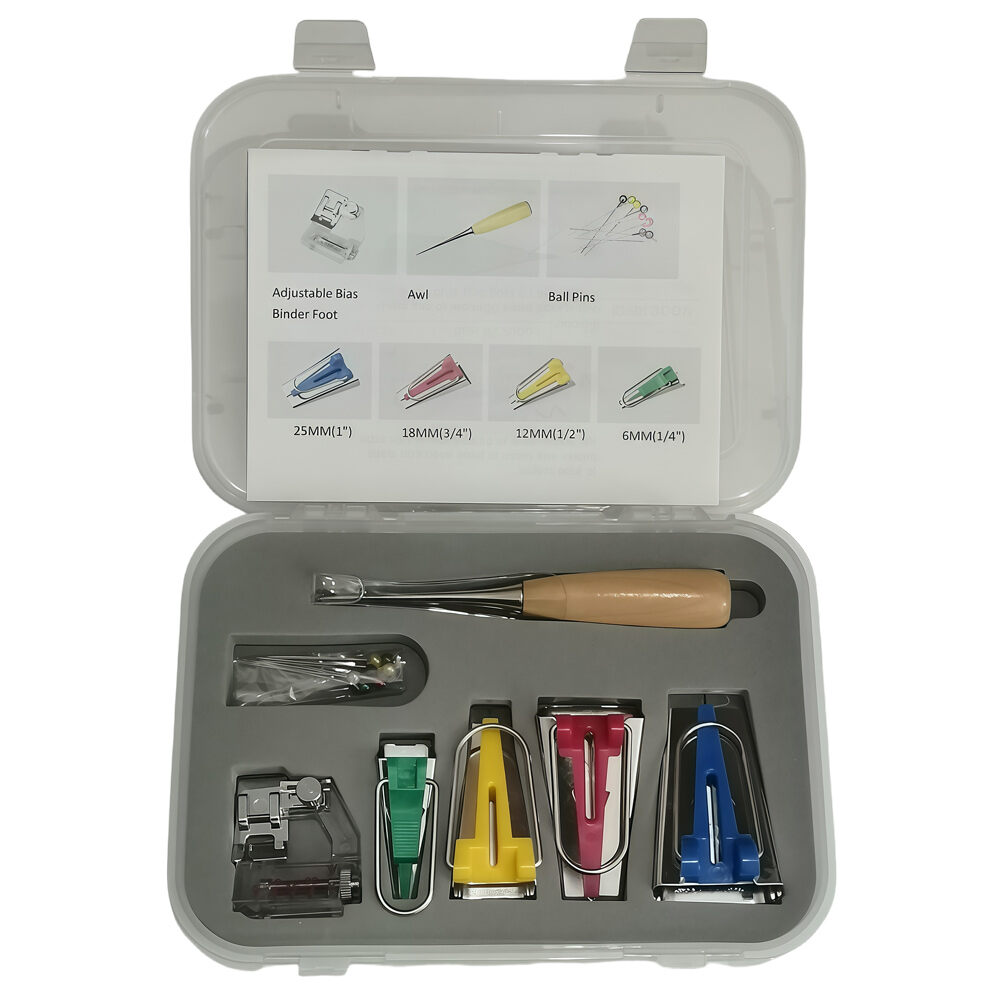 Bias Tape Maker Set Quilting Hemming Seam Tools Pin DIY Sewing Accessories Patchwork Tool Set Awl Bias Binder Foot
