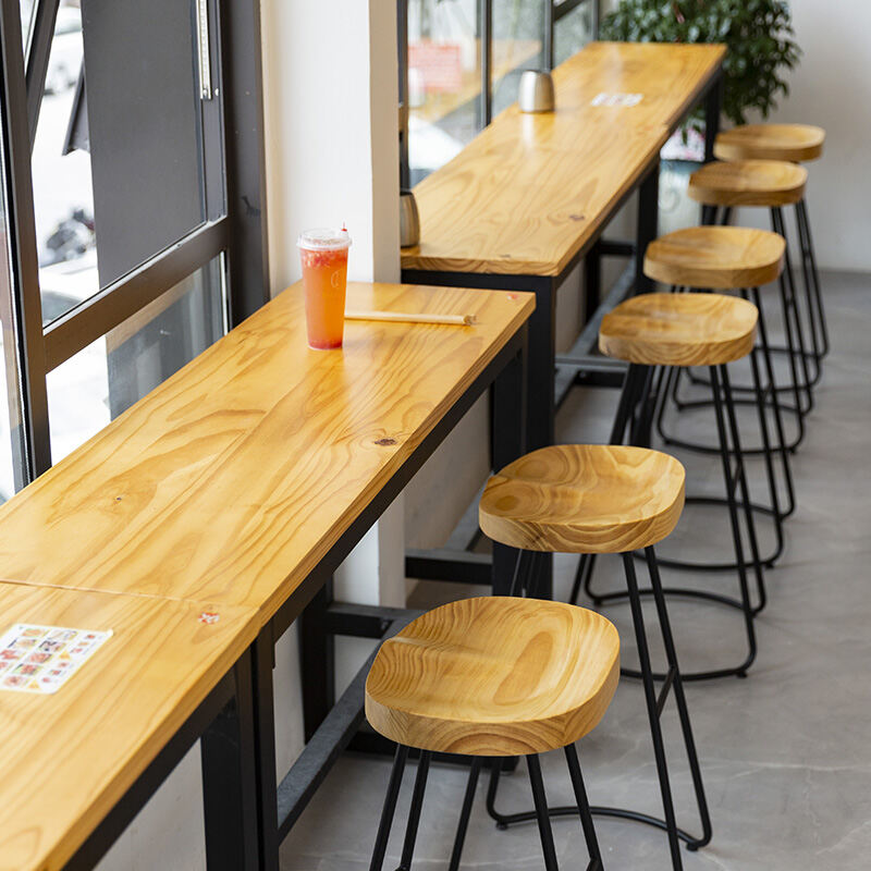 Modern Bar Table and Chair Solid Wood Bar Stool Minimalist Bar Stool