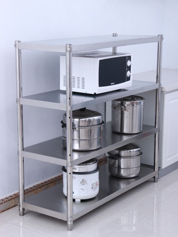 Kitchen Carbon Steel Microwave Oven Stand Storage Rack Floor-Mounted Cooking Utensil Organizer Metal Shelf Utility Rack Harga  128 Ringgit*Penghantaran Percuma