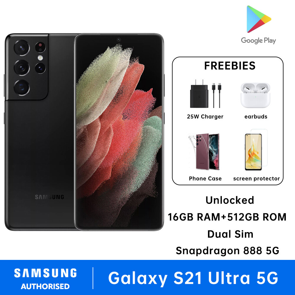 Samsung Galaxy S21 Ultra 5G Smartphones Dual Sim 16GB RAM + 512GB ROM Snapdragon 888 5G 5000 mAh SM-G9980