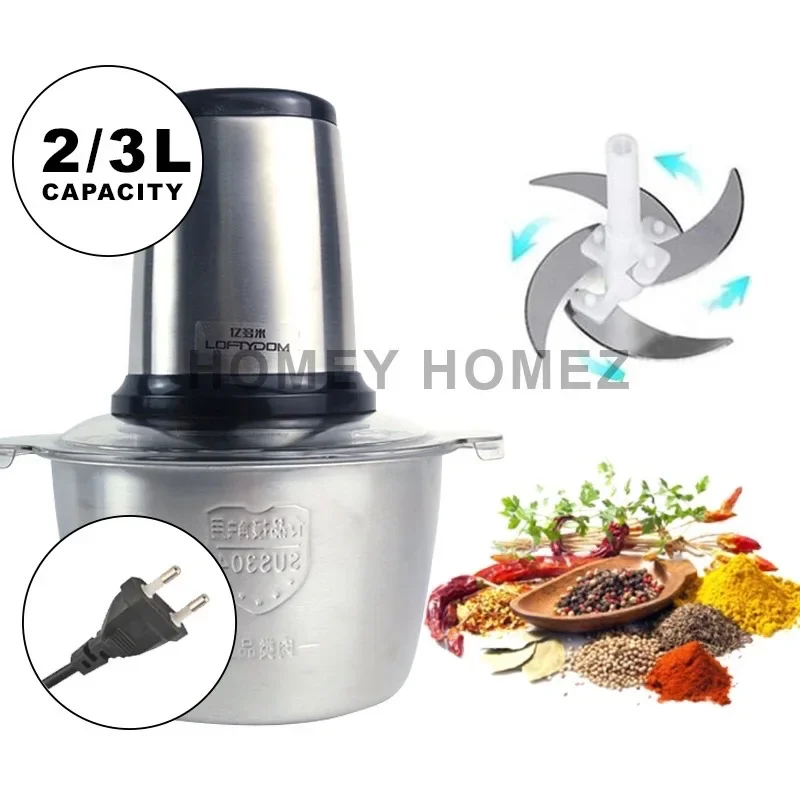 Stainless Steel Automatic Electric Meat Grinder Kitchen MultiFunction Food Blender Pengisar Daging