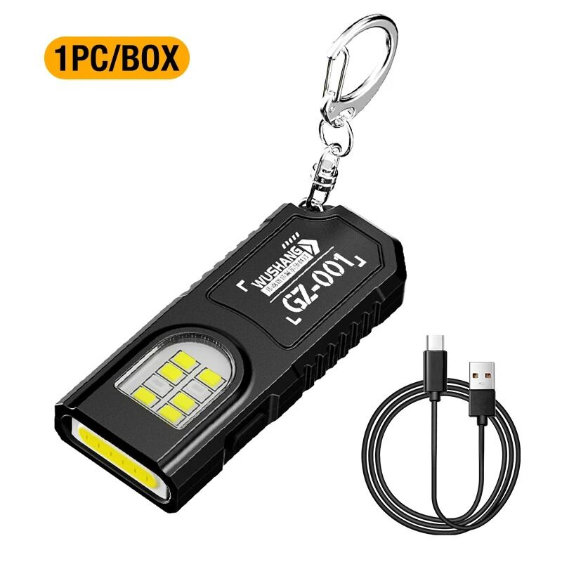 Portable keychain LED COB flashlight USB rechargeable flashlight with pen clip powerful mini outdoor work light
